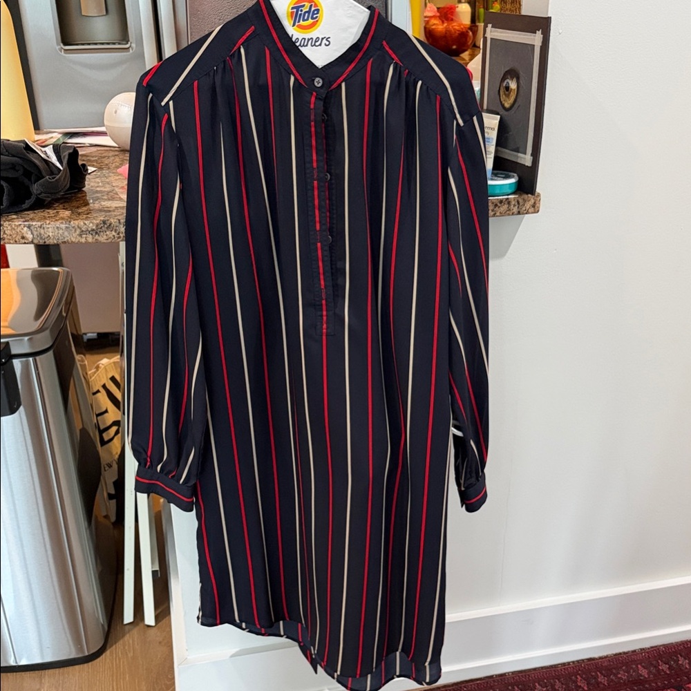 Club Monaco Long Sleeve Dress - Black and Red Stripes